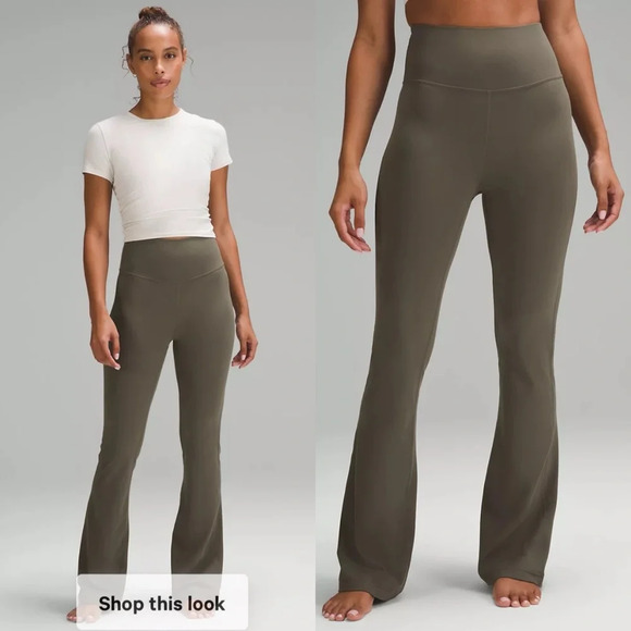 NWT Lululemon Groove Super-High-Rise Flared Pant Nulu Army Green - Main Image